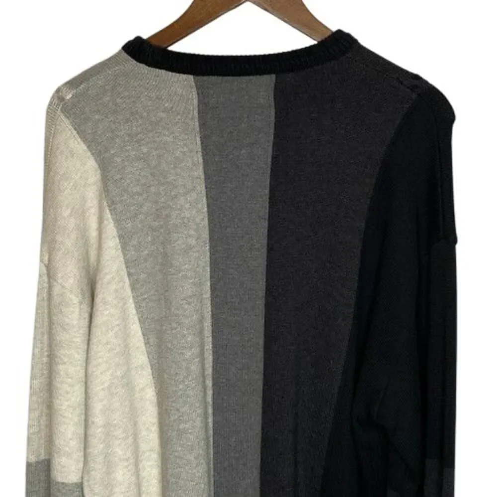 VTG 90s Bachrach Mens Color Block‎ Crew Neck Sweater XL Black Gray Retro Hipster